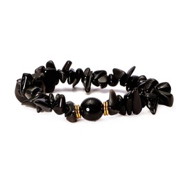 MILAKOO Gemstone Bracelet Women's Natural 7 Chakra Bracelet Healing Bracelet Energy Bracelet Set, Black Tourmaline Rubber