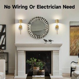 Battery Operated wall sconce set of 2,Wireless 5200mAh Rechargeable wall sconces,Stepless Dimming cordless wall sconces for Hallway, Bedroom,Living Room,3000K/4000K/6000K CCT Selectable,15 colors RGB