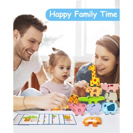 OSLINE Toddler Toys for 1 2 3 4 Year Old Boy Girl Gifts,Kids Wooden Building Blocks Animal Stacking Toys for 1 2+ Year Olds,Montessori Toys for 1 2 3 Year Old,Easter Gifts for 1-5 Years Old Girls Boys