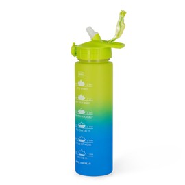 LEGAMI Motivational Water Bottle 1L - Love Yourself Water Bottle with Schedules for Drinking, Ideal for Sports, Hydration, Airtight, Reusable, Durable, BPA-Free, with Straw