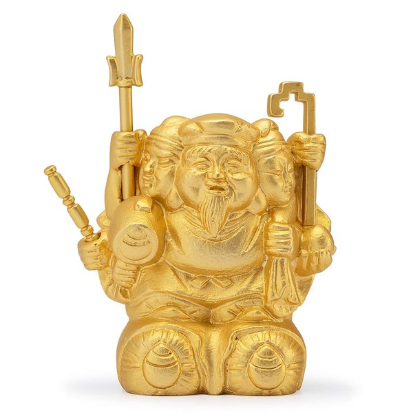 Butsudanya Takita Shoten Buddha Statue, Lucky Fortun, Three Sides Daikokuten, Copper Gold Plated (Height 1.6 inches (4 cm) x Width 1.4 inches (3.5 cm)); Progress and Best Victory Guardian God of Hideyoshi, Protection Against Evil [Takita Shoten Issued Ce