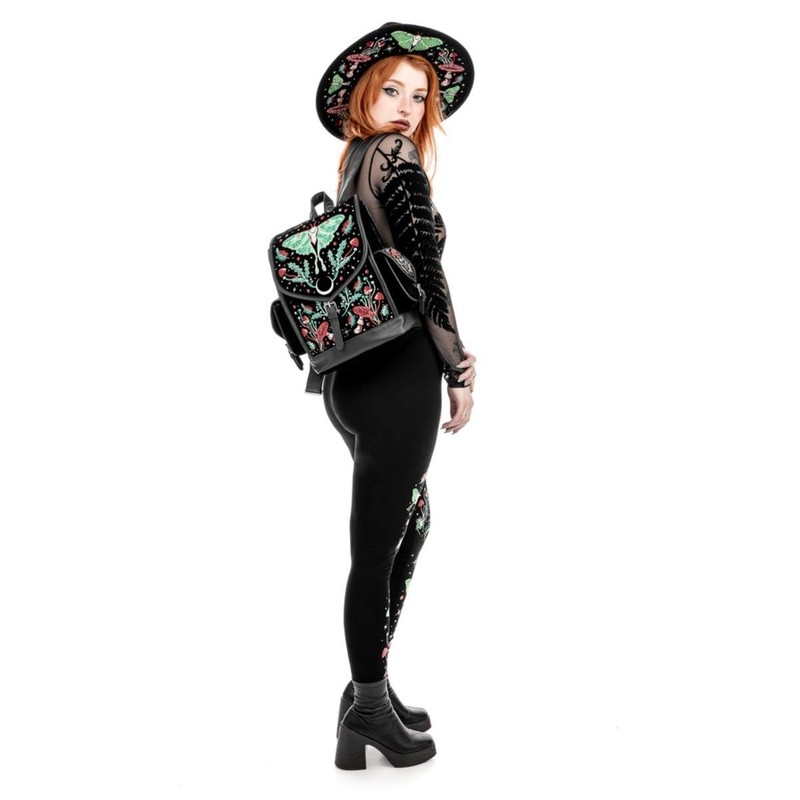 Restyle Autumnal Equinox Backpack Gothic Moth Mushroom Embroidered Bag