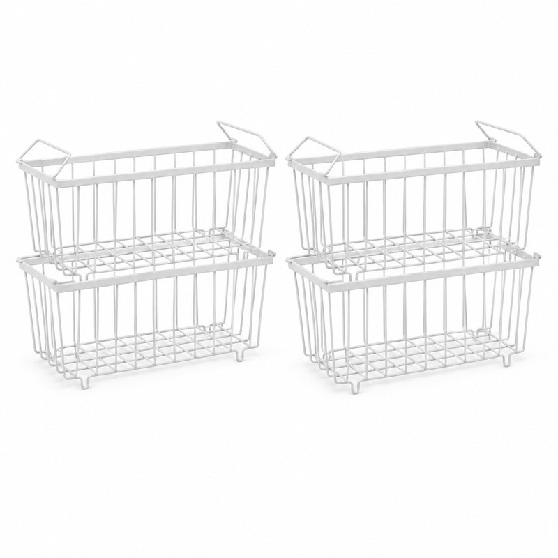 4 Pack Stackable Chest Freezer Organizer Baskets – Metal Wire