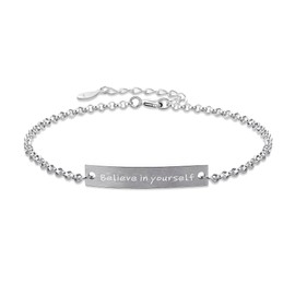 ALiLuYa Believe in Yourself Bracelet – 925 Sterling Silver Engraved Inspirational Jewelry for Women, Best Friend or Anxiety Relief Gift, Healing Word Bracelet