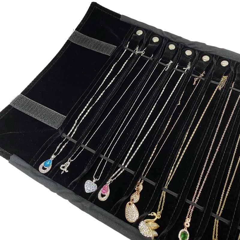 Portable Jewelry Roll Untangled Secure Necklace Travel Storage Bag Displays