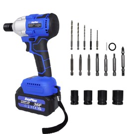BRIEFNESS Powerful Cordless Impact Gun 310ft-lbs High Torque Electric Battery Powered Impact Wrench 2900rpm with LED Working Light 6.0Ah Battery 4 Sockets and Drill Bits for Car Tire Change