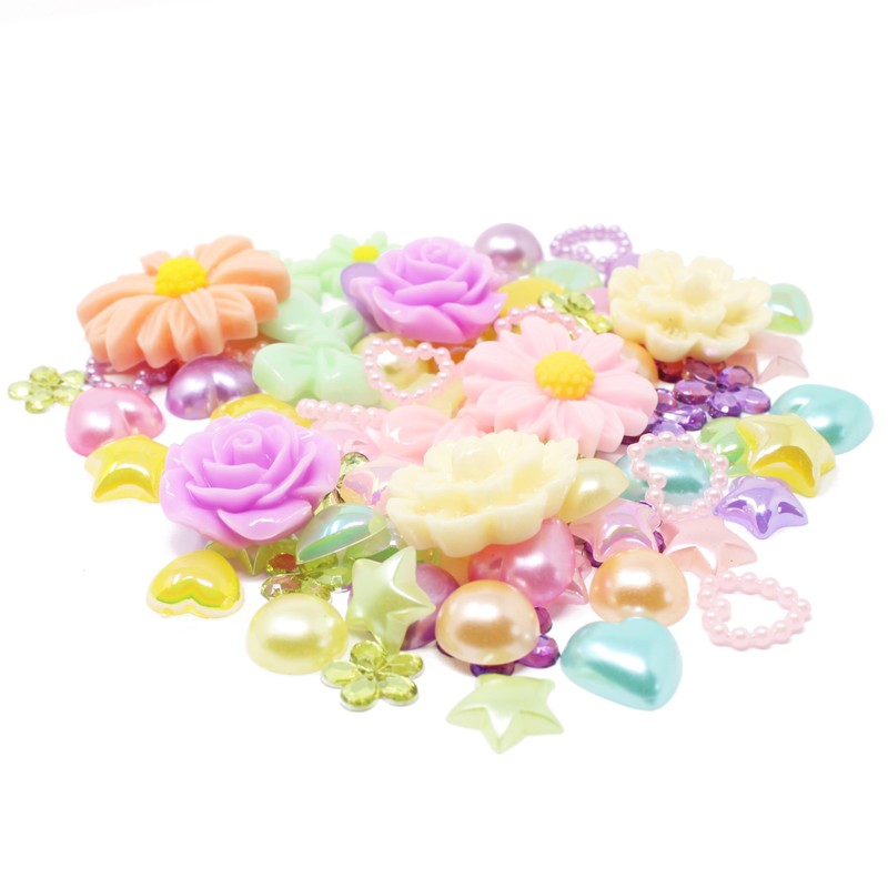 80 Mix Pastel Shabby Chic Resin Flatbacks - Delicate Embellishments