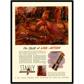 Stahly Razor New Metal Sign: Live Action Razors w Pheasant Hunting Scene Feature