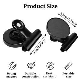 Refrigerator Magnet Clip, 10 Pcs Strong Fridge Magnet Hook Clip, Magnetic Clips for Family, School, Freezer, Kitchen Refrigerator, 40mm/1.57inch (Black)