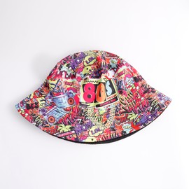 MILAKOO Mans Bucket Hat Rave Accessories Back to 80s Retro Funnky Summer Multicoloured Basic Cap