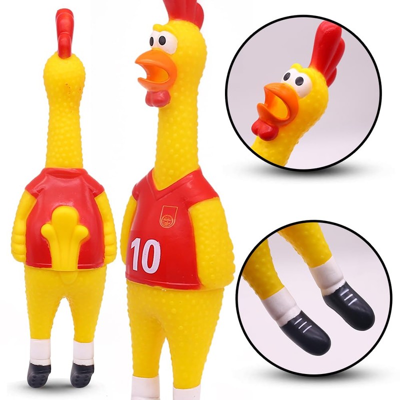 POPLAY 14inch Rubber Chicken Grade Latex Squeeze Chicken Prank Novelty