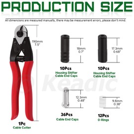 Keadic 83Pcs Universal Bike Cable Housing Set Includes Stainless Steel Bicycle Brake Shifter Cable, O-Rings, Cable End Caps, Cable Cutter and Black Cable Housing for Road Mountain Bicycle Cycling