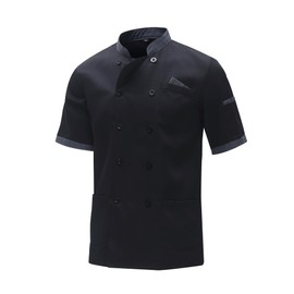 MeiLayM Chef's Jacket Short Sleeve for Men & Women Chef's Jacket Unisex Kitchen Hotel Uniform Short Sleeve Professional Chef Jacket Modern Style Chef Baker's Jacket with Pocket, black, XXL