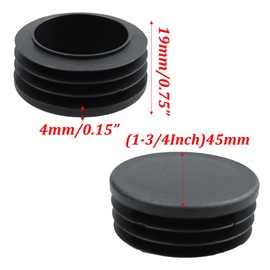AUXBC 24PCS (1-3/4Inch) 45mm Round Plastic Plug, Black Furniture Finishing Sliders, Round Pipe Tubing End Cap, Plastic Insert End Caps for Round Metal Tube
