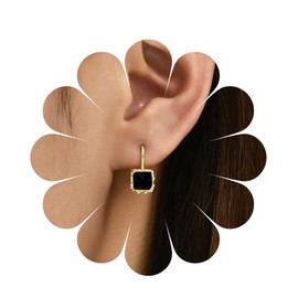 Inilbran Boho Rhinestone Earrings Gold Crystal Square Stud Earrings Vintage Crystal CZ Earrings Geometric CZ Square Hook Earrings Jewellery for Women and Girls, Zinc, No Gemstone