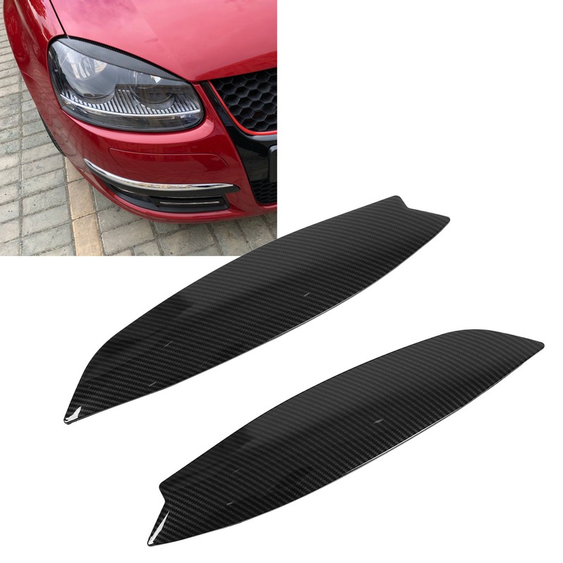 2Pcs Headlights Eyelids Cover Lamp Sticker Carbon Fiber Pattern Replacement