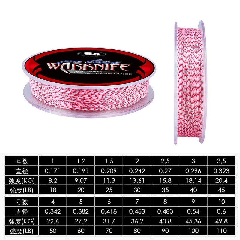 Warknife PE Fishing Line X8 100M 8 Strands #1-#10# 8