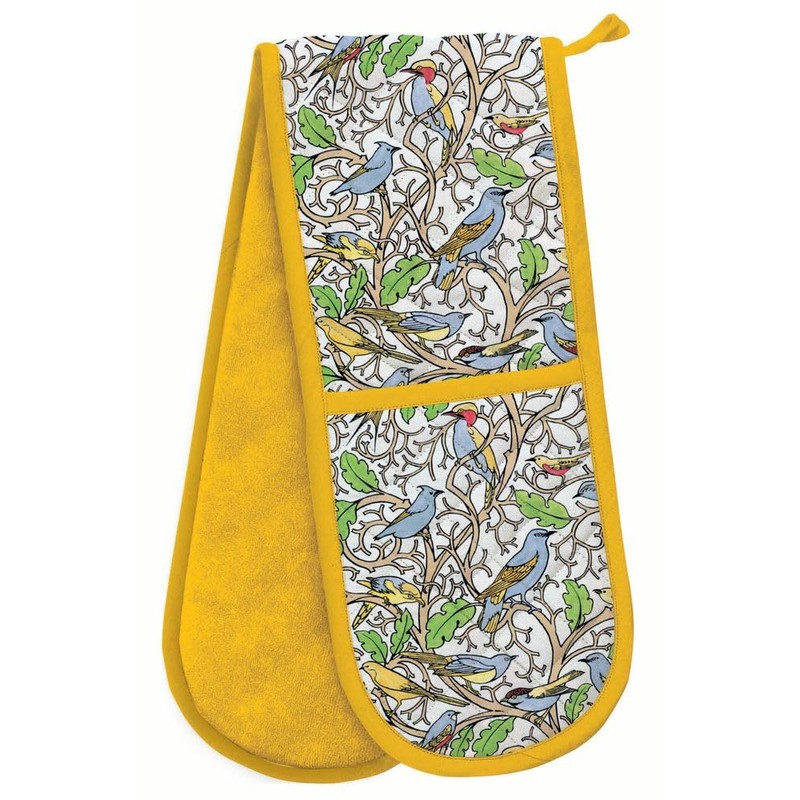 Double Oven Gloves - Organic Cotton - Artistic Birds and