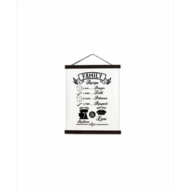 Family Recipe Hanging Canvas Art - Bake With Love Kitchen Art Scrolls - Ready to Hang Scroll Art Prints - Kitchen Wall Art Decor - Kitchen Signs Wall Decor, Black Wood, 12x14.5-Inch