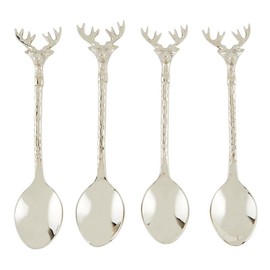 Santa Barbara Design Studio Stag Stainless Steel & Brass Serving Utensils Charcuterie Essentials, Set of 4, Silver Spoons