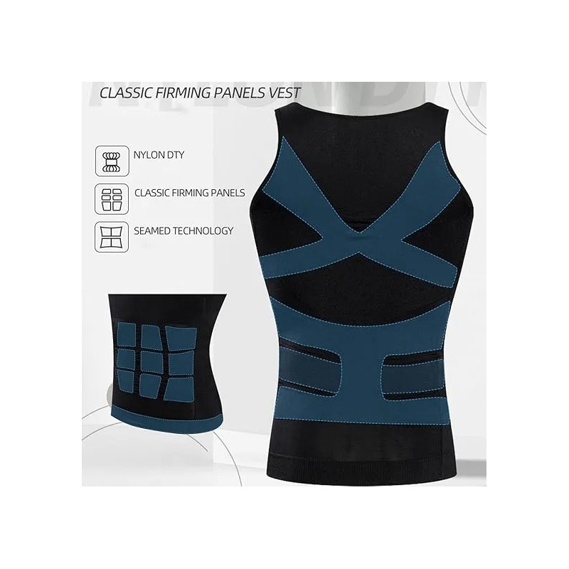 Camiseta 3pzs Para Corregir Postura Hombre Fajas Cinturillas -