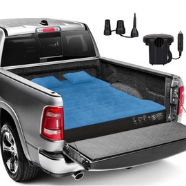 QUYDDC Short Truck Beds Inflatable Air Mattress for Outdoor with Pump & Carry Bag | 5.5ft to 5.8ft Truck Box | Durable and Waterproof | F150 | Silverado | Sierra| Ram | Cheyenne |Titan|Tundra -Blue