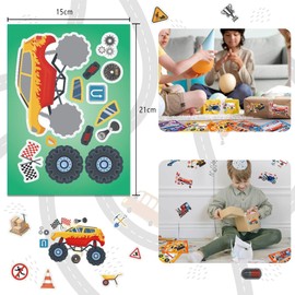 16 Sheets Engineering Vehicle DIY Stickers for Kids Make Your own Truck Sticker Puzzle Cartoon Cartoon Truck Decals Decorate car Stickers Truck Puzzle Stickers Anime Cartoon Gift Applique
