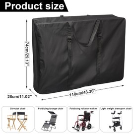 Uranshin Extra Large Outside Folding Chair Storage Bag with Zipper and Handles, 600D Folding Chair Carry Bag for Zero Gravity Chair Cover, Portable Folding Lounge Chair Carrying Bags, 43" L x 11" W x 29" H