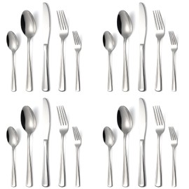 Silverware Set 20-Piece Stainless Steel Flatware Set Service for 4 Modern Cutlery Utensil Tableware Set Including Knives Forks Spoons for Home Kitchen Restaurant