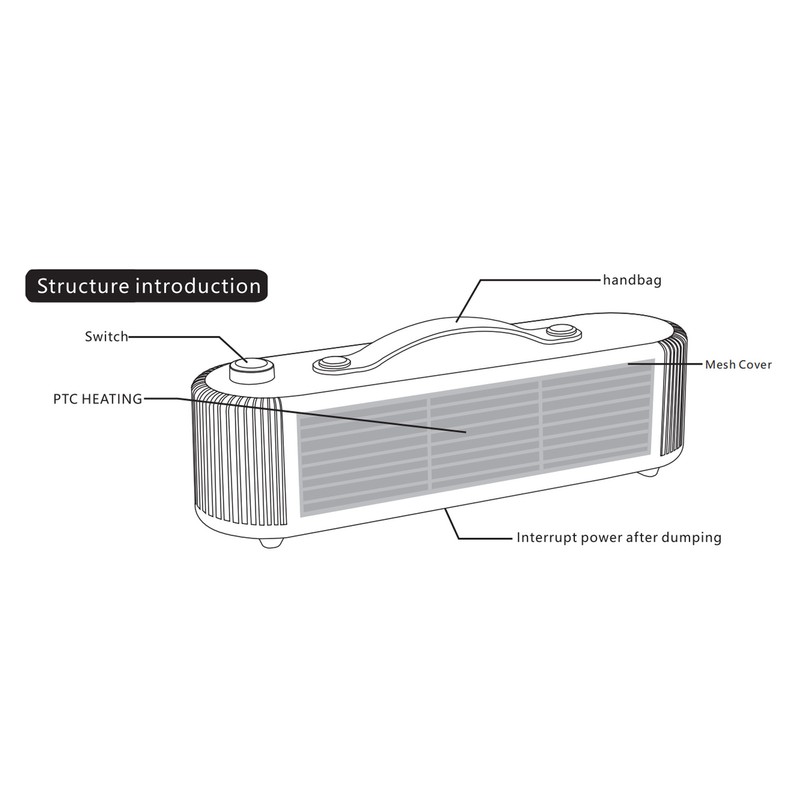 Desktop Multifunctional Space Heater 800W Electric Heaters 2 Gear Adjustable