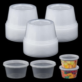 Kleemeiero Pack of 30 Reusable Plastic Containers Storage Containers with Lids 360 ml Food Deli Container 12 oz Plastic Cups with Lid Storage Container Storage Cups for Food