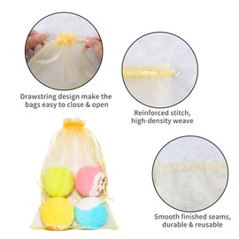 Mstar Pack 100 Pcs Organza Bags, Grey Sheer Organza,Wedding Favor with Drawstring,Jewelry Gift Bag for Party, Jewelry, Bathroom Soaps (Gold, 5.91 * 7.87 inch)