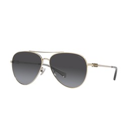 Coach HC7140 Sunglasses, Shiny Light Gold/Grey Gradient, 61 mm