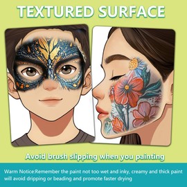 DELORIGIN 2pcs Face Painting Practice Board Reusable Makeup Practice Mannequin Face Painting Exercise Template Stage Makeup Painting Tool Facial Painting Supplies for Beginner (Boy Side Face Girl)