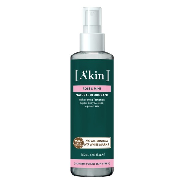 A'kin Natural Deodorant Spray - Rose & Mint 150ml