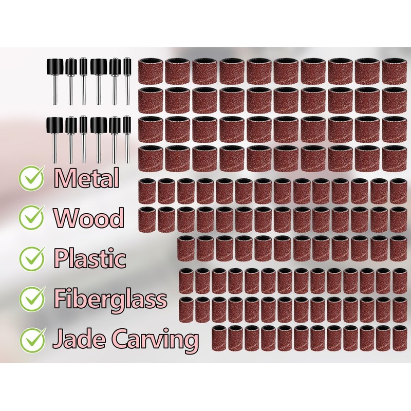 KAPSING 132 Piece Sanding Sleeve Set for Dremel Sanding Attachments