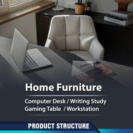 PIT66 Computer Desk 43.3'' Wood Office Table Modern PC Laptop Notebook Study Writing Table for Home Office Workstation (Oak Color)