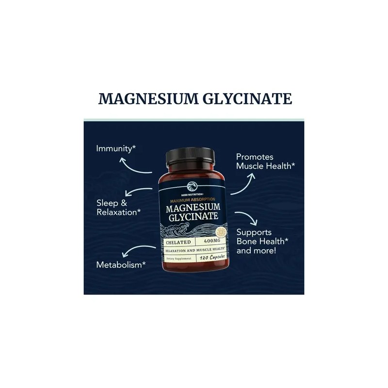 Glicinato Magnesio 400mg Alivio Estrés Calambres Musculos
