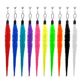 InnoHHustle Pack of 10 Cat Worm Toy Refills Cat Wall Toy Replacement Refill Cat Wand Toy Replacement Leads Furry Tail Worm with Bells for Kitten Training