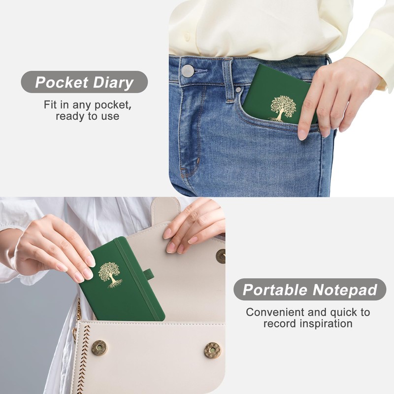EMSHOI A6 Notebook for Women Men, Small Mini Cute Pocket