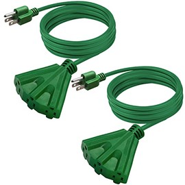 Kasonic 2 Pack 10 Ft Extension Cord with 3 Outlets, UL Listed 16/3 SJTW, 3-Wire Grounded, 13A 125V 1625W for Indoor/Outdoor Use - Green