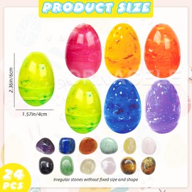 ORNACELE 24PCS Easter Eggs with Crystal Gem Stones for Easter Theme Party Favors, Supplies for Easter Egg Hunt, Basket Stuffers/Fillers, Classroom Prize Supplies Toddler Boys Girls