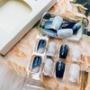 24Pcs Medium Press on Nails Blue Coffin Fake Nails with
