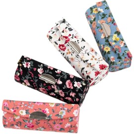 4 Pack Floral Lipstick Case for Purse Travel Lipstick Holder Case Lipstick Storage Box (Flower, One Size)