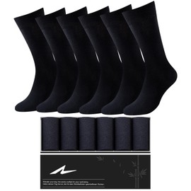 Niorasen Mens Dress Socks, 6 Pairs Soft Breathable Bamboo Rayon Socks, Classic Mid Calf Socks for Men with Exquisite Box