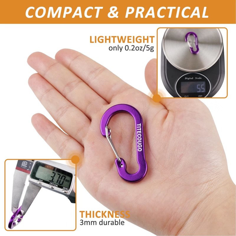 TITECOUGO Carabiner Keychain,Aluminum D-ring Locking Carabine D-Shape Lock Snap Backpack