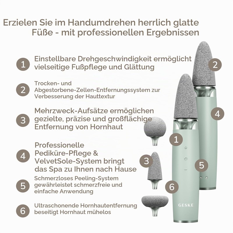 GESKE Electric Pumice Foot Smoothing Multi-Pen, 8 in 1