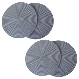 4 Pcs Trivets for Hot Dishes Round Cotton Trivets Braided Woven Trivet Coaster Pot Holders Hot Pads for Kitchen Cooking Gray