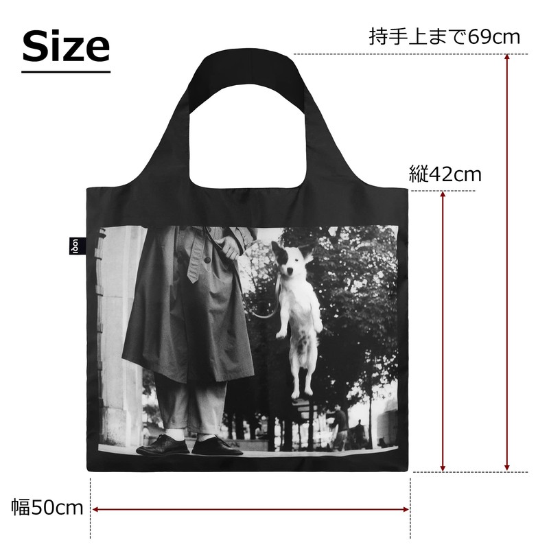 LOQI Elliott Erwitt - Dog Jumping Recycled Bag,Black/White