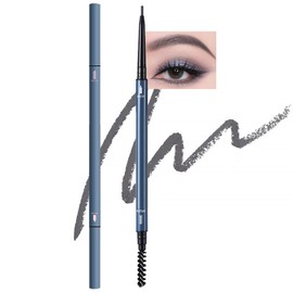 Waterproof Eyebrow Pencil,Ultra-Fine Mechanical Pencil with Spoolie Brush,Eyebrow Pencil Soft Textured,Easy to Color,Draws Tiny Brow Hairs and Fills in Sparse Areas,Create Natural Eye Brow,Gray
